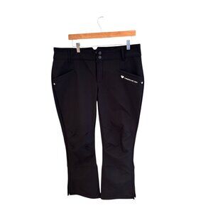 Obermeyer Womens Black Softshell Ski Pants Size XL Wind-Resistant Zipper Hem Adj